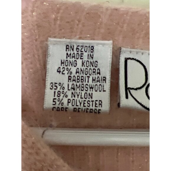 Rafaella M Pink Angora & Lambswool Blend V-Neck Sweater - Picture 2 of 12